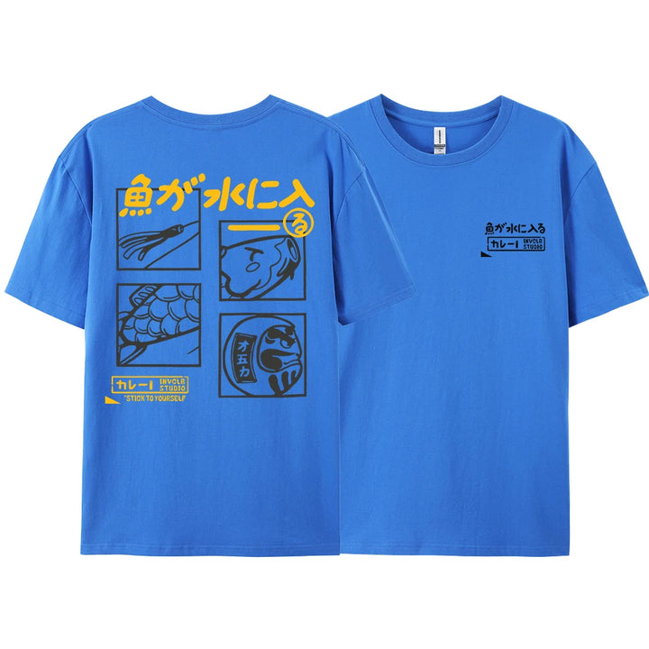 Japanese Retro Fashion Fish T-shirt (S-M-L)