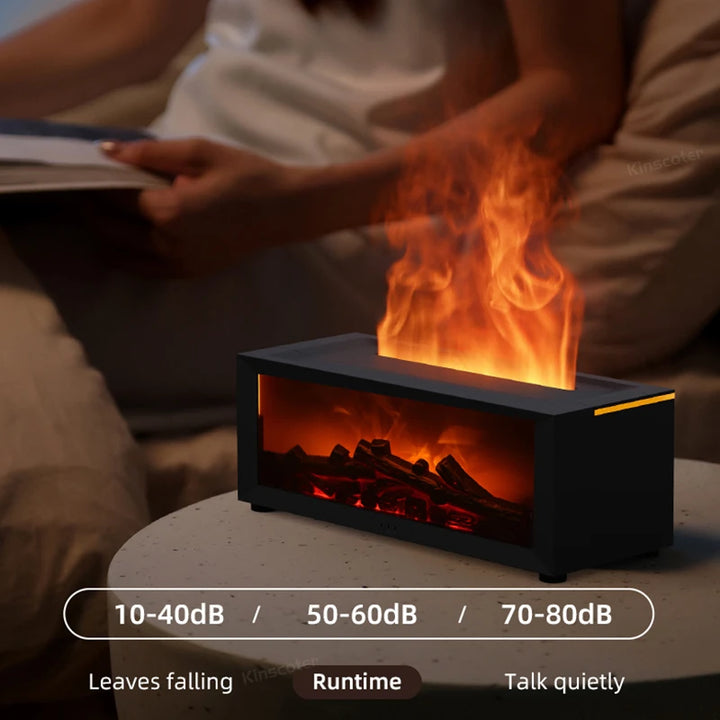Colorful Flame Fireplace Aroma Diffuser 150ml Waterless Auto-Off Air Humidifier