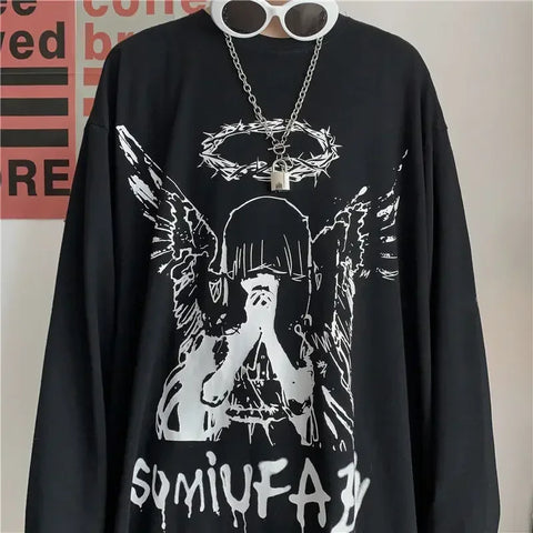 T-shirt Streetwear Oversized Long Sleeve Anime