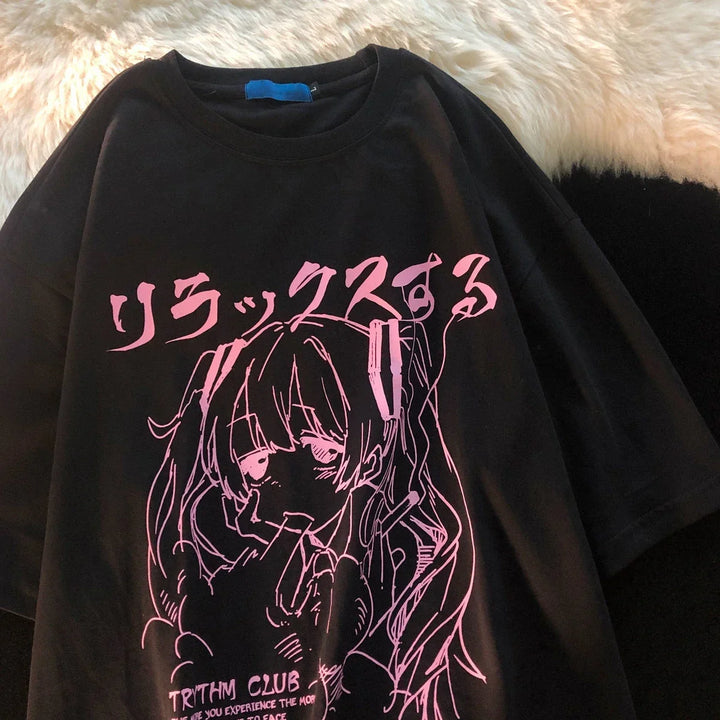 Japanese Harajuku Graphic Kawaii T Shirts Anime Print Oversized