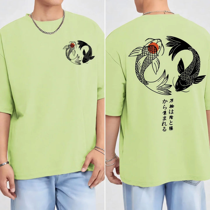 Japanese Koi Harajuku Illustration Pattern T-Shirt