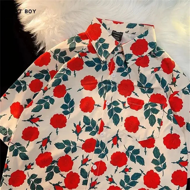 Summer Cartoon Polyester Fiber 3D Printed Shirt Hawaii Trendy Men's