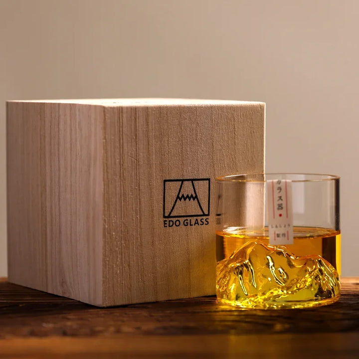 Japanese 3D Glacier Mountain Whiskey Glass Set