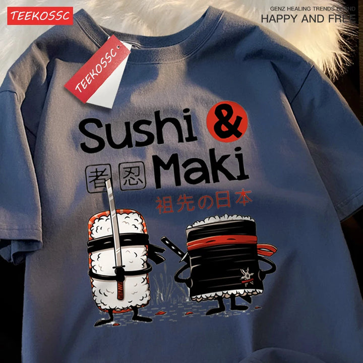 Sushi Printing Tshirt Cotton Fashion Clothes Unisex