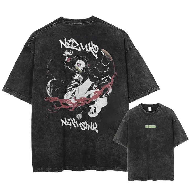 Vintage Washed Tshirts Anime Demon Slayer (xl-2xl-3xl)
