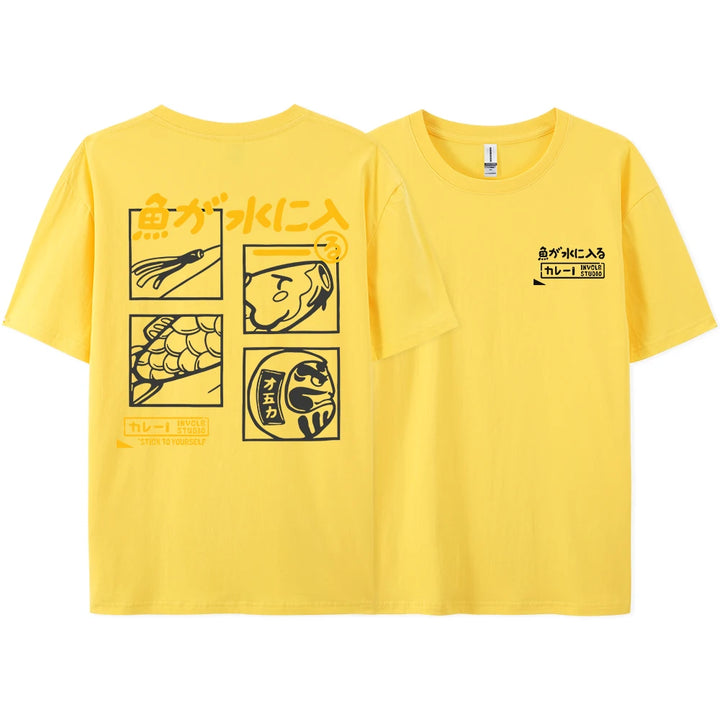 Japanese Retro Fashion Fish T-shirt (S-M-L)