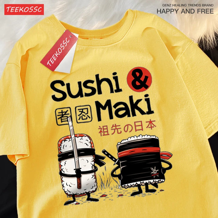 Sushi Printing Tshirt Cotton Fashion Clothes Unisex