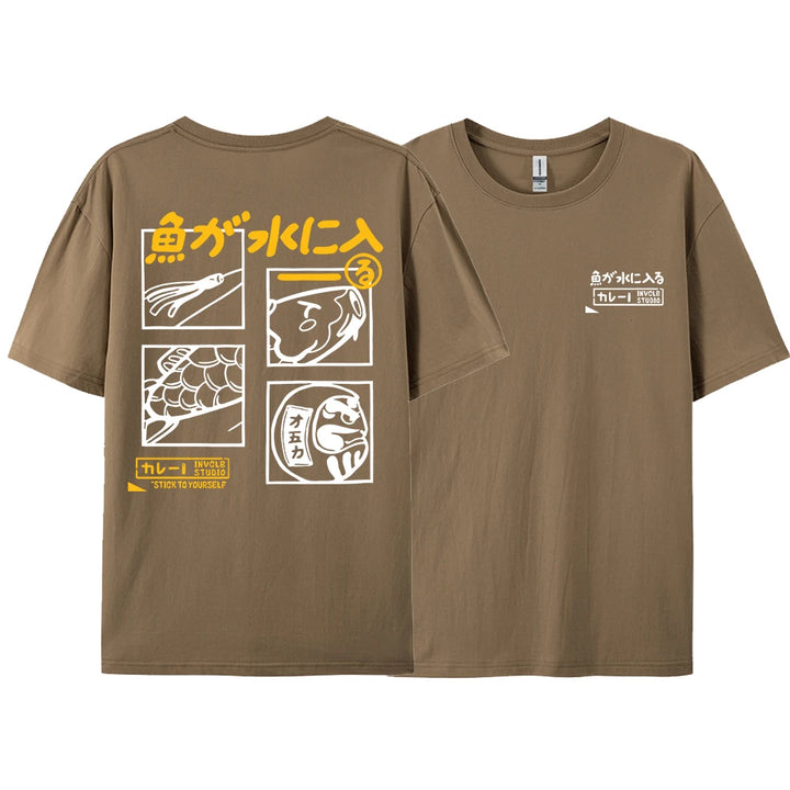 Japanese Retro Fashion Fish T-shirt (S-M-L)